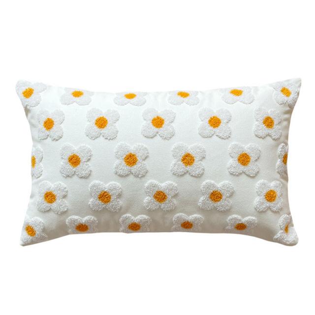 Fresh Daisy Flowers Sofa Pillow Case Ins Style Living Room Sofa Waist Pillow Sleeping Pillow Cushion Bedside Cushion