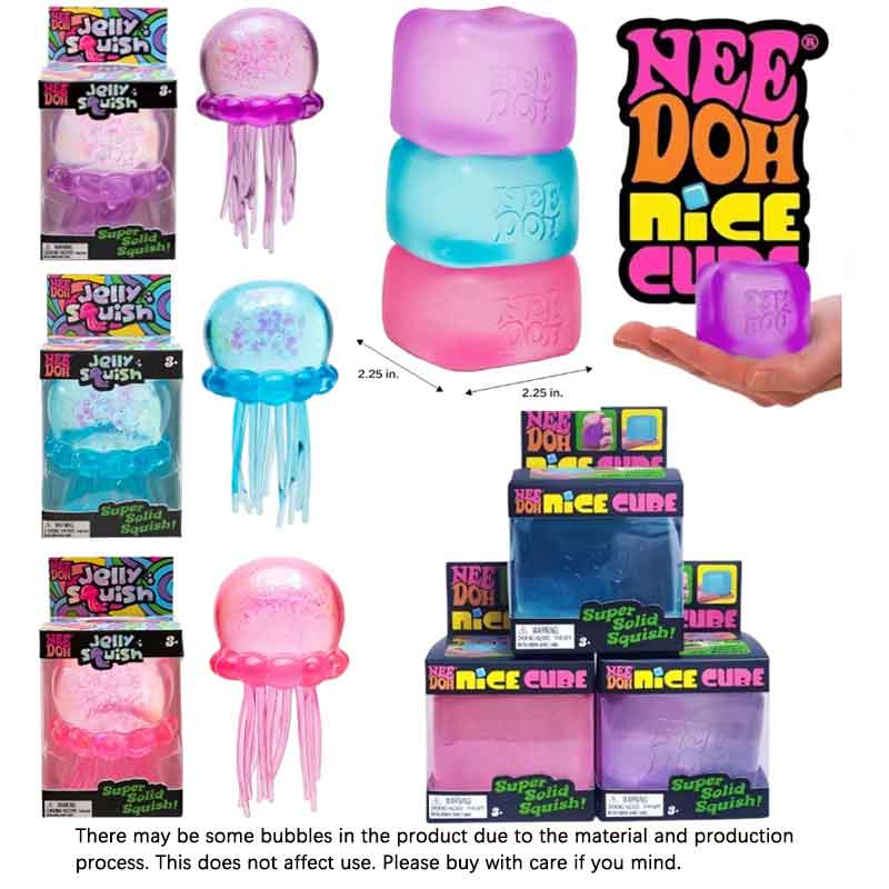 Topmix Needoh Trending Jellyfish & Cube Squish Toy, Soft Jelly Squeeze Stress Relief Fidget Toy, Sensory Needoh For Kids & Adults