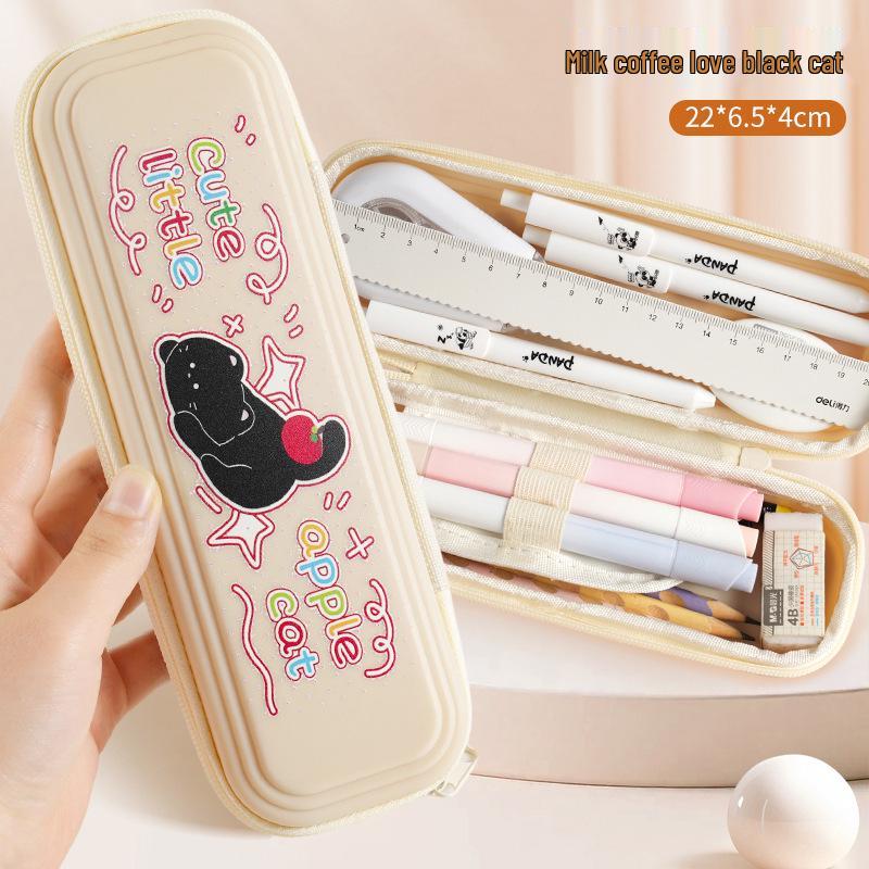 Layered Cartoon Pencil Case for Girls & Boys - Large Capacity School Stationery Bag