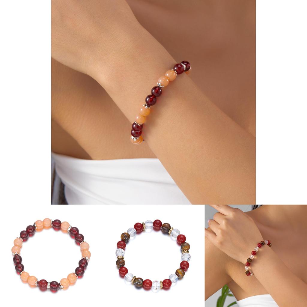 Geometric Stone Womens Bracelet Handmade Elastic Cord Minimalist Jewelry For Casual Wear