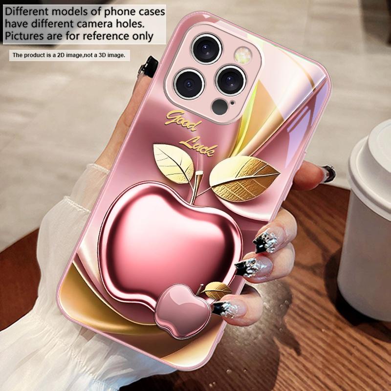 Apple Golden Leaves For iPhone 16 E 15 14 13 Plus 12 Mini 11 Pro Max XR Xs Max 16E X 7 8 6 6S 2022 Tempered Glass Phone Case
