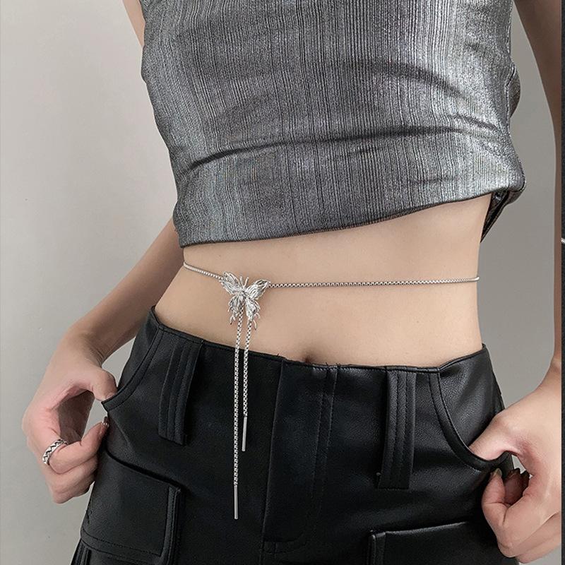 Popular Women's Small Fragrance Style Waist Chain Niche Internet Celebrity Women's Metal Chain with Skirt Dress Collarbone Necklace