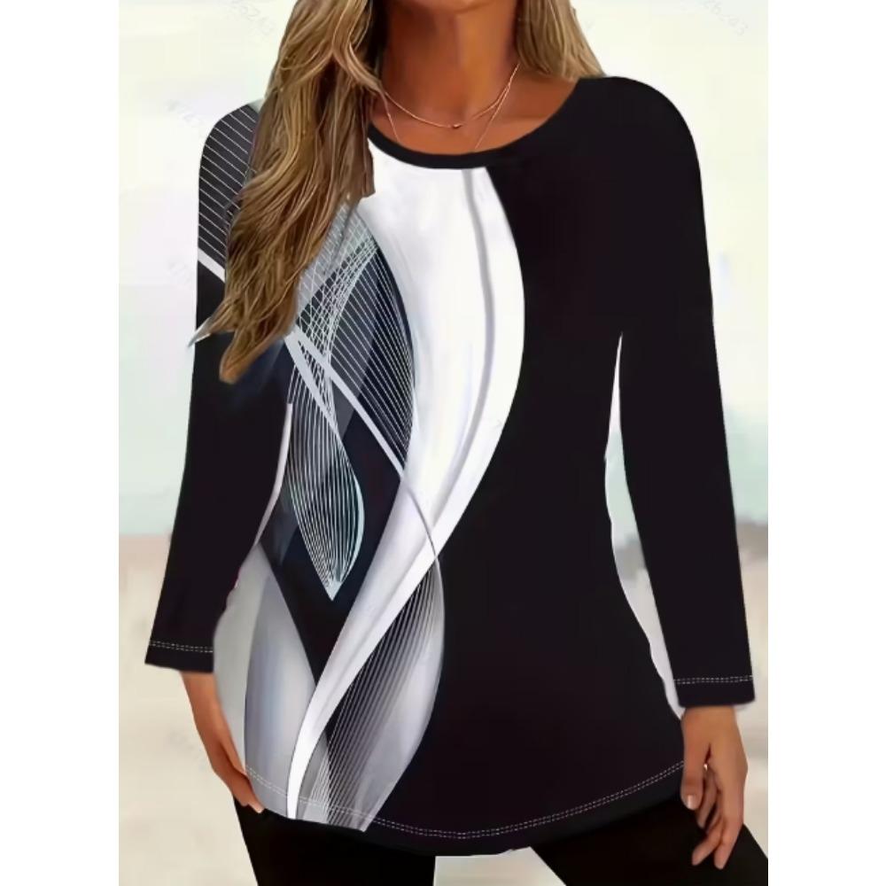 Women's T-Shirts Floral Graphic Stylish Long Sleeve T-shirts Crew Neck Regular Tops Summer Casual Clothes Woman