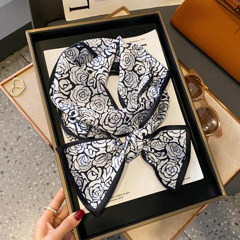 Satin high-end tied hair long silk scarf headband elegant and simple versatile hair band headband streamer hair accessories women's tied bag