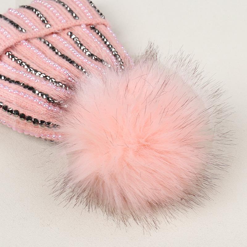 Fashion New Handmade Electric Drill Niche Temperament Knitted Hat Hairball Decoration Literary and Sweet Wool Hat