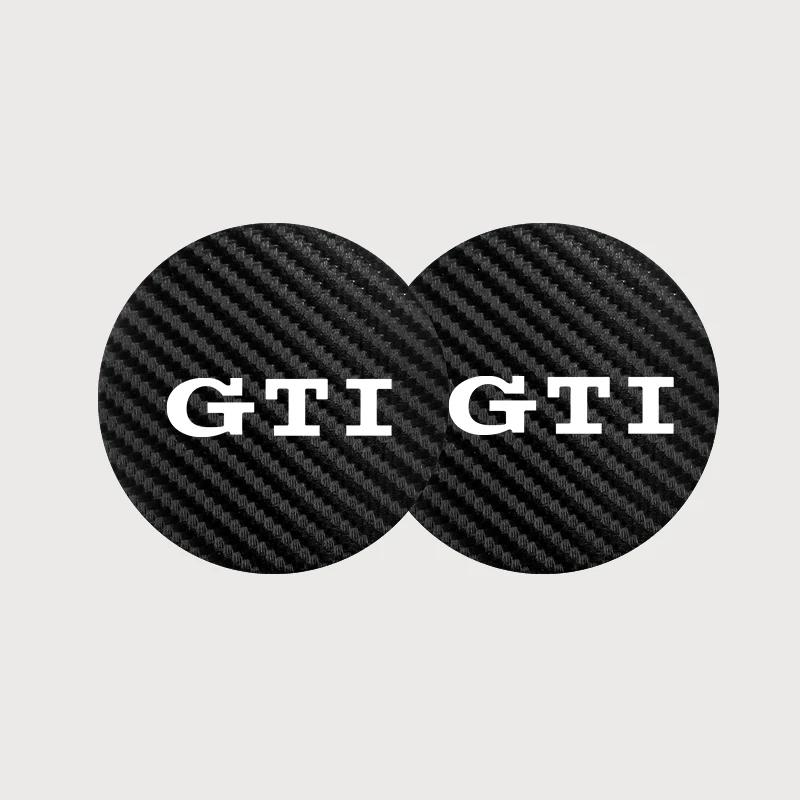 

2025 Hot 2Pcs Leather Coaster Anti-noise Water Cup Pad Cushion For Volkswagen GTI GTD CC Sharan Transporter T-Cross Arteon Eos C