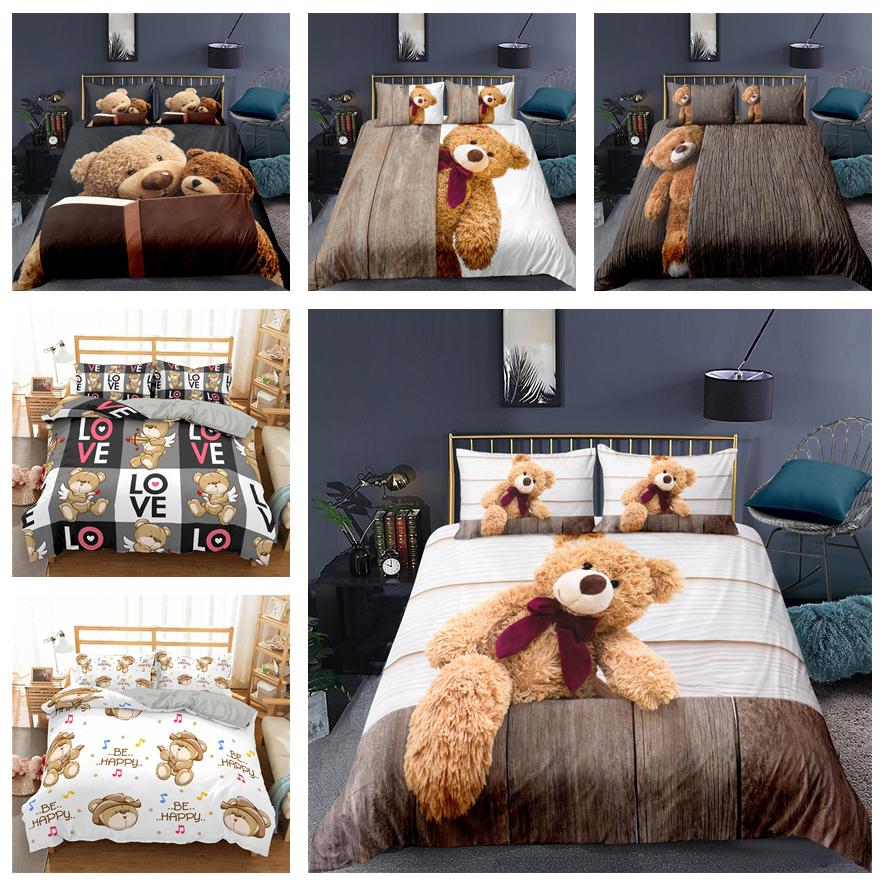

Toy Bear 3D Bedding Set Cute Bear Pillowcases and Duvet Covers 2/3 Pieces Single Bed Double Bed Quilt Cover Girl Boy Room Duvet Cover Birthday Gift UK Single 135x200cm