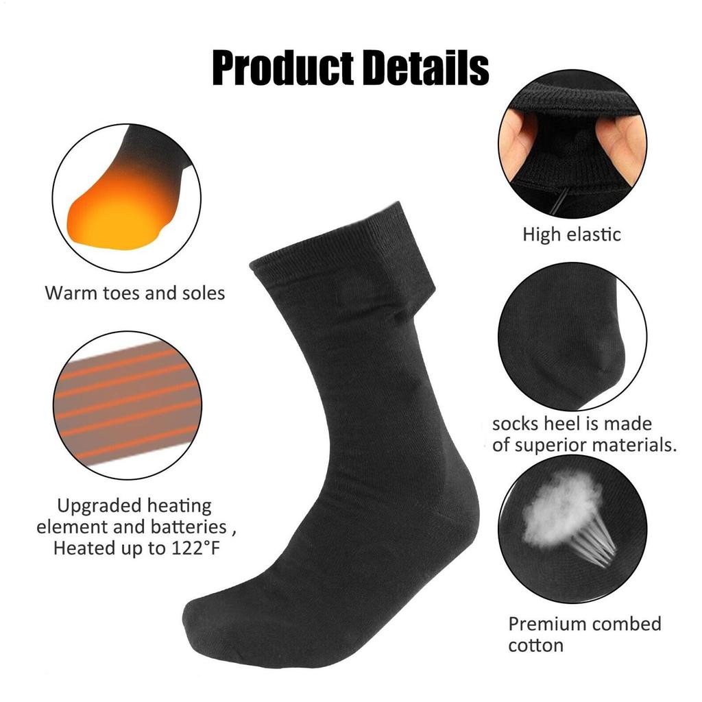 USB Heated Socks Winter Thermal Electric Foot Warmer Quick Heating Constant Temperature Cold-Proof for Skiing Outdoor Sports