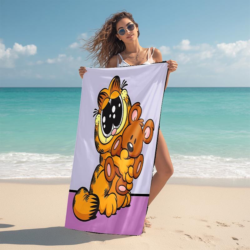 1Pc Garfield'S Hug Adventure Beach Towel Microfiber Beach Towel Thin Absorbent For Beach Swimming Yoga Bath Sports 091773