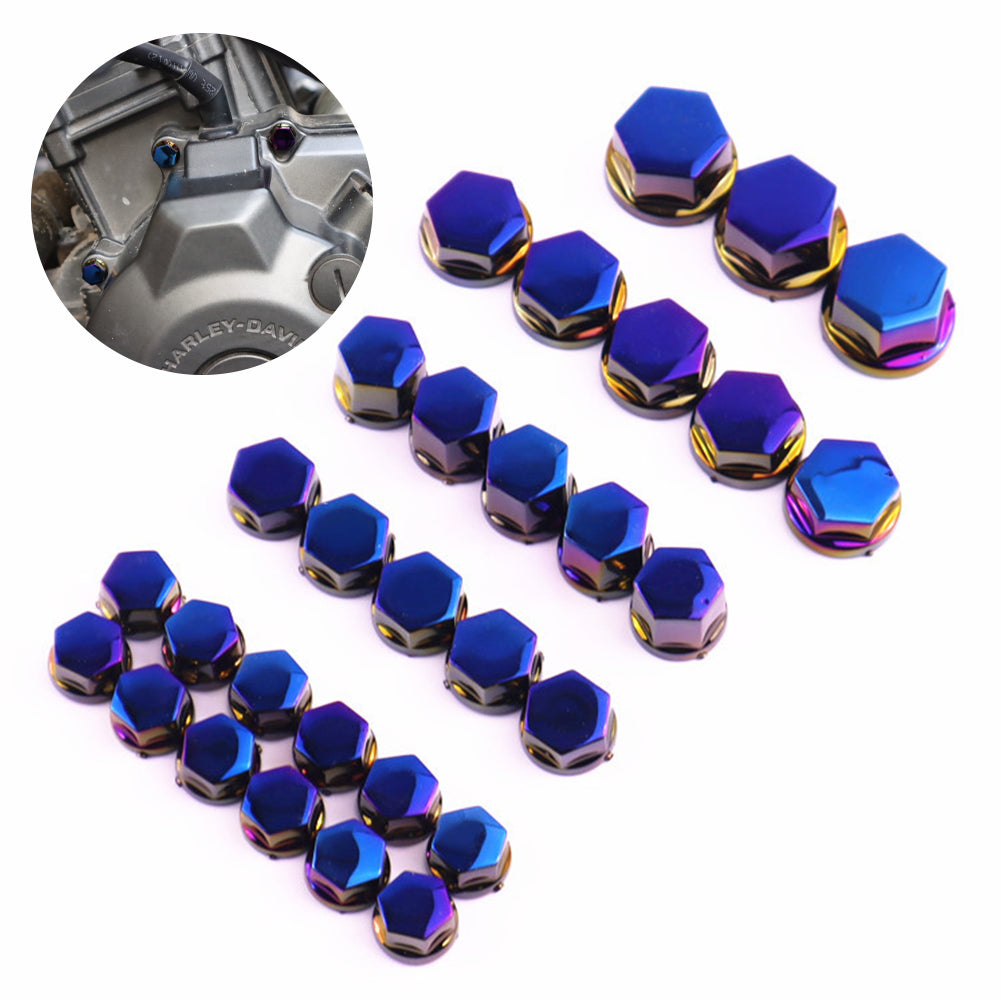 Universal 30pcs/set Hexagonal Burning Titanium Motorcycle Scooter Head Screw Cover Nut Cap Cover Modification Accessories