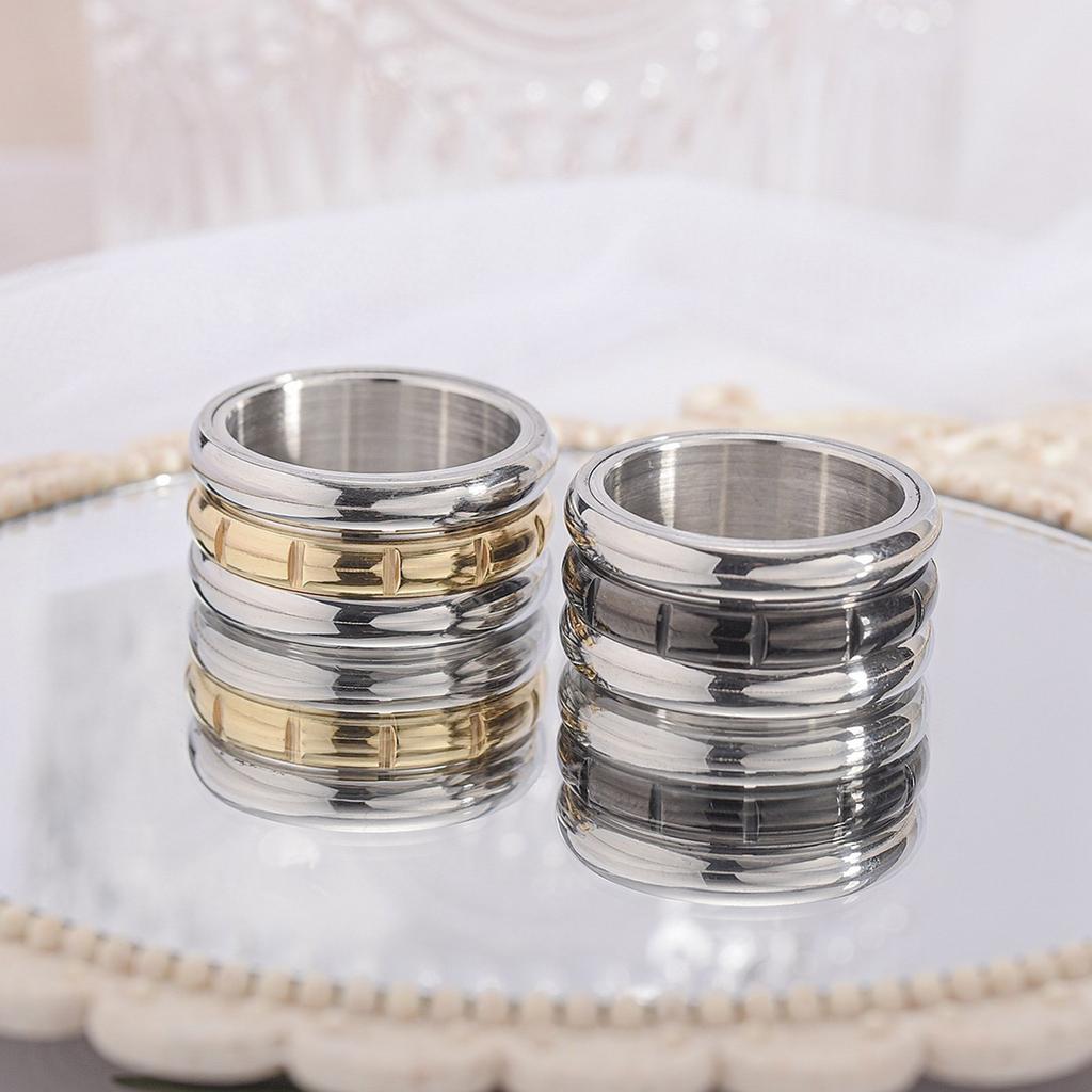 Geometric Three Rings Rotating Finger Ring for Women Fashion Spinning Ring Accessory Elegant Stress Relief Jewelry