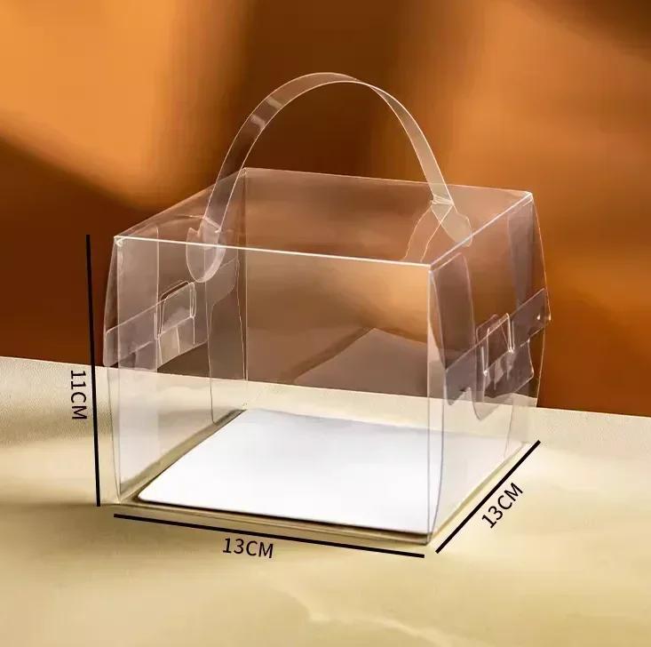 20piece Mini Birthday Cake Box 3 Inch Pastry Portable Boxs Square Fully Transparent Plastic Portable Packaging For Desserts