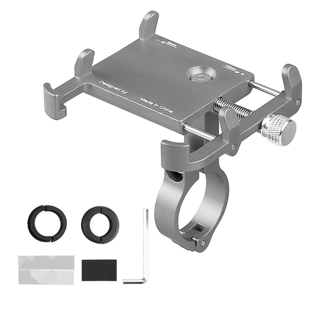   Anti-slip     Phone Holder Mount Aluminum Bike Handlebar Mobile Phone Holder Handlebar Clip Stand for 3.5-6.2inch Smart Mobile Phon