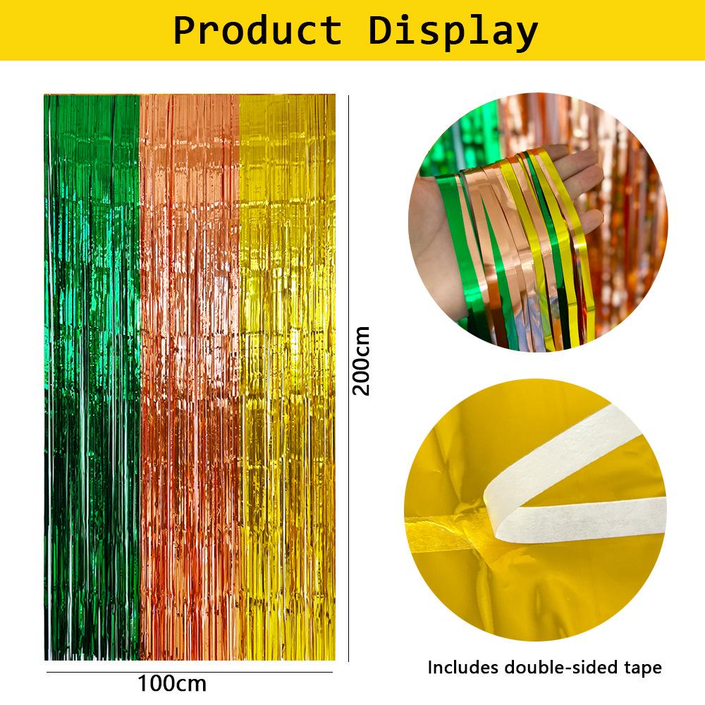 Color-Block Tinsel Curtain 1x2m - Festive Background for Christmas, Halloween, and Birthdays