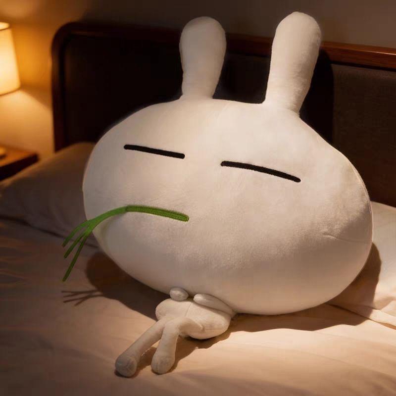 Adorable TUSKI Plush Toy: Playful Rabbit Holding Grass Cushion - Perfect Gift Pillow Doll