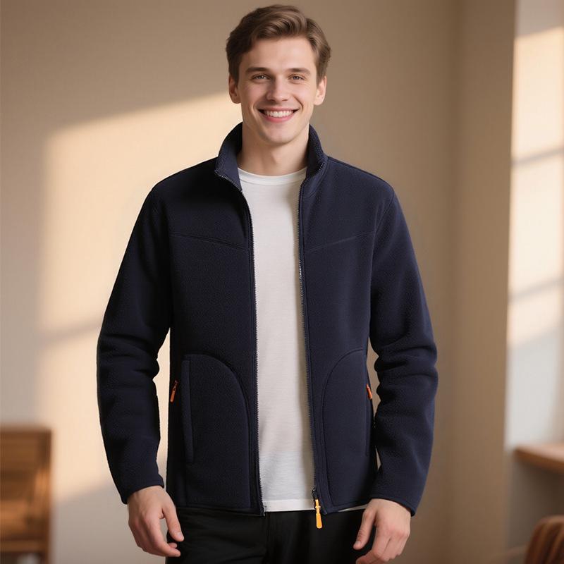 

2025 Men s Double-Sided Fleece Jacket - Ollie Sherpa & Coral Design 2XL темно-синього кольору