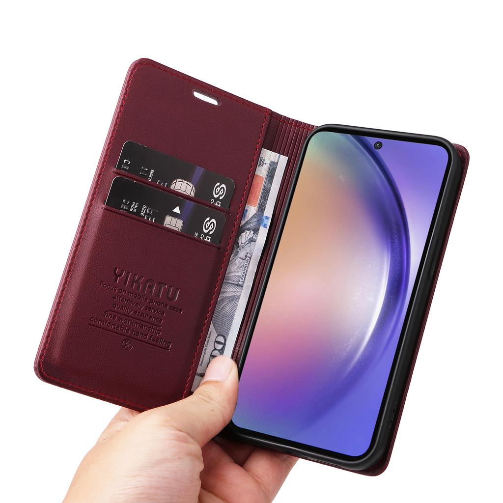 YIKATU YK-001 For Samsung Galaxy A55 5G Magnetic Case Book Style Leather Stand Phone Cover