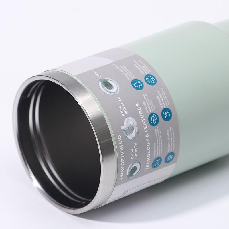 30oz Edelstahl Isolierter Eisbecher mit Griff und Strohhalm, Tragbar für Auto