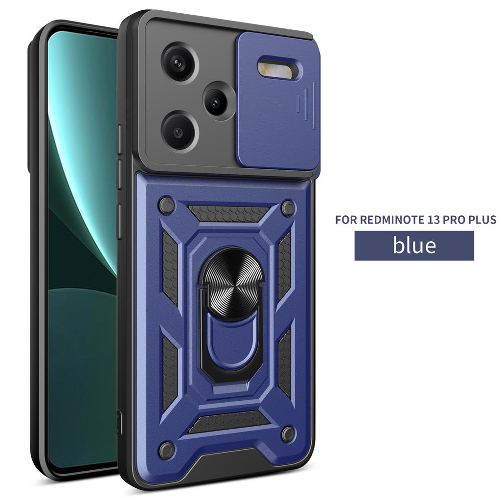 For Xiaomi Redmi Note 13 Pro + Case Redmi Note 13 pro Plus Magnetic Ring Holder Armor Phone Case Slide Camera Protect Back Cover
