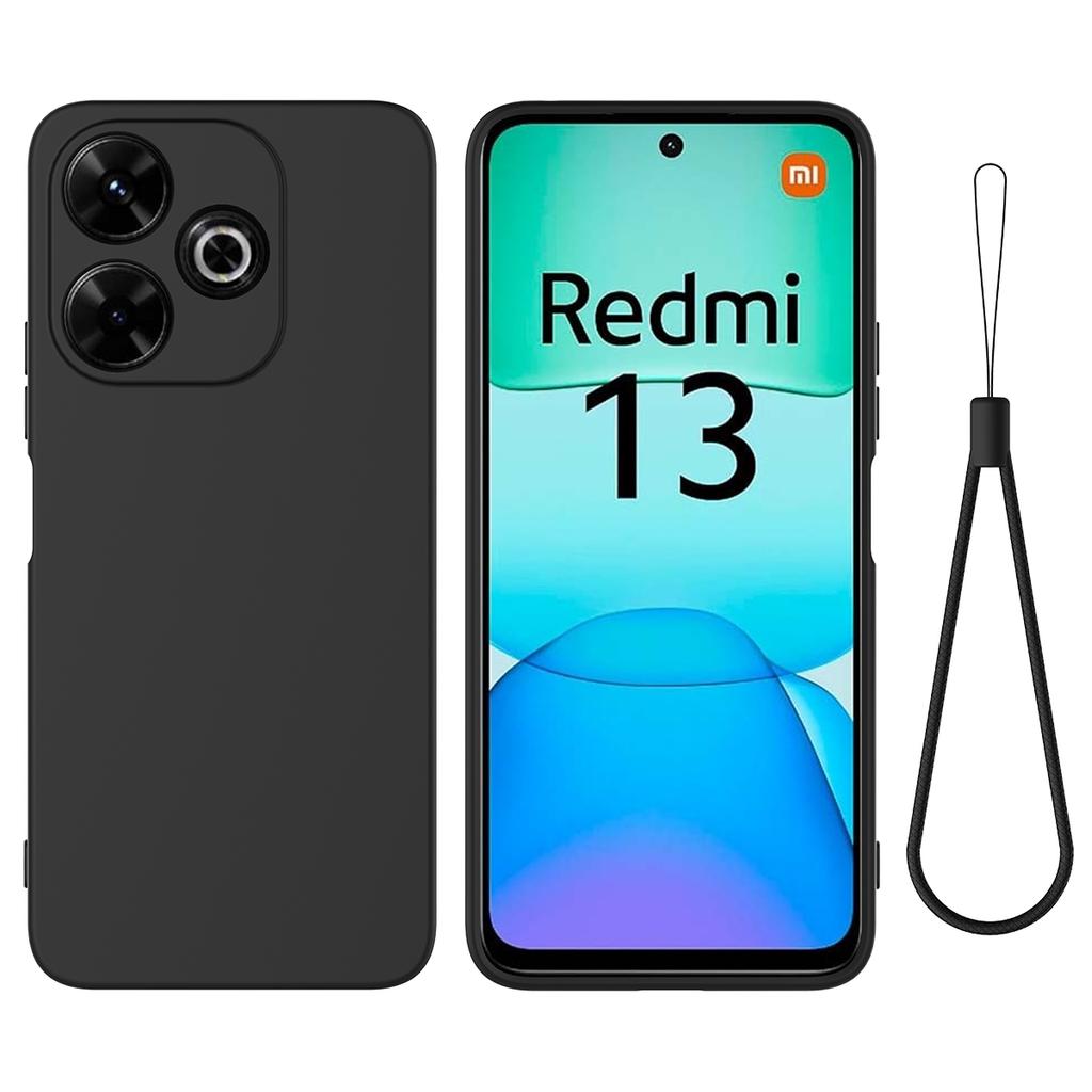 For Xiaomi Redmi 13 5G/13 4G/Note 13R 5G/Poco M6 4G Case Liquid Silicone Phone Cover with Wrist Strap