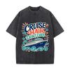 Cruise Waves Vacation Graphic Voyage Daily Commute Vintage Distressed T Shirt Loose Washed Sleeve