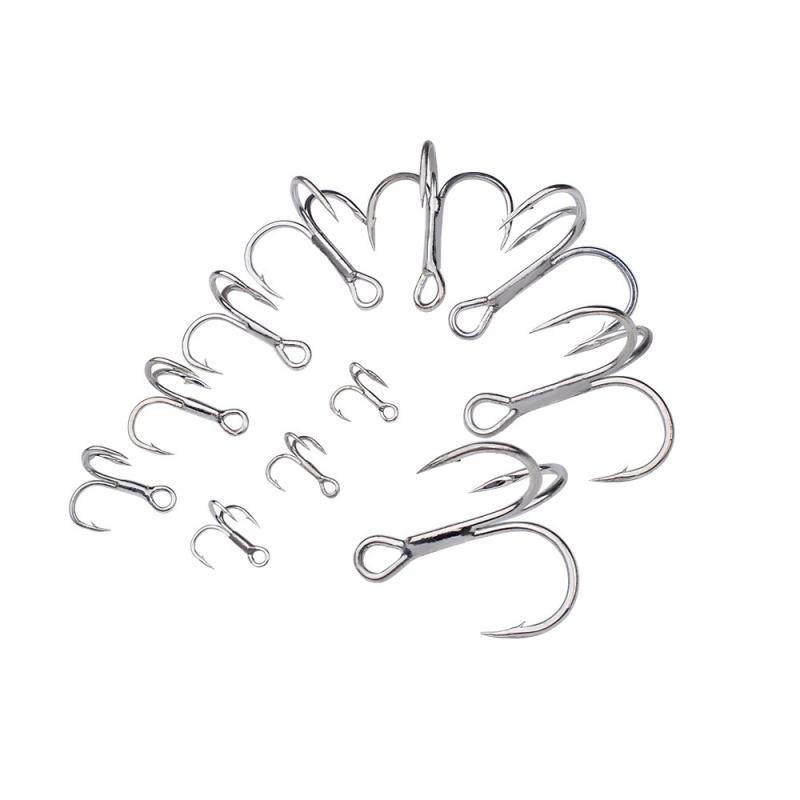15pcs Bright Tin Barbed Lure Hooks Blood Slot Three Anchor Hooks Saltwater Freshwater Reinforced Three Fish Hooks for Angling