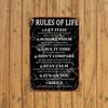 Metal Sign Seven Life Rules 16x12 Inch Vintage Tin Plaque Wall Art Decor Home Office Man Cave