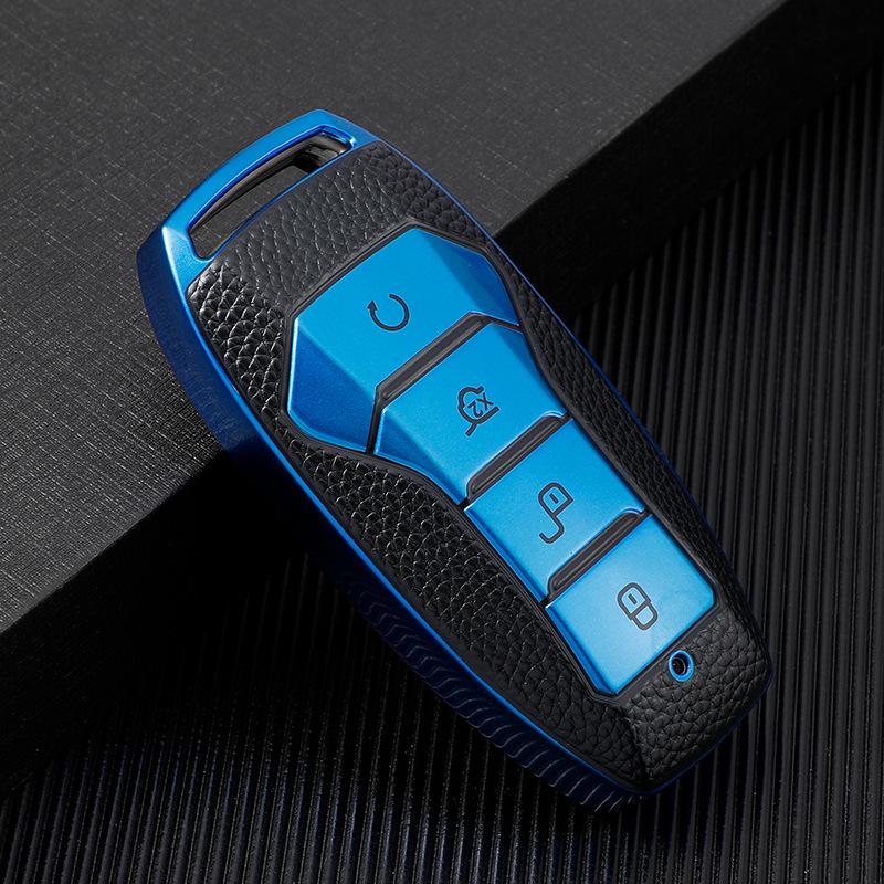 BYD Key Case: High-End Leather Texture, Full Coverage, Anti-Drop Shell for Han, Max, Qin Pro, Song Plus/Key - Men's Edition