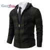 Cozy Up Men Sweater Coat  Autumn Winter Thick Warm Hooded Plaid Wool Sweater Cardigan  Zipper Fleece Coat Men
