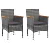 VidaXL Garten-Essstühle 2 Stk. Poly Rattan Grau