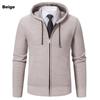 Men S Solid Color Hooded Fleece Knit Cardigan Autumn Winter Casual Coat