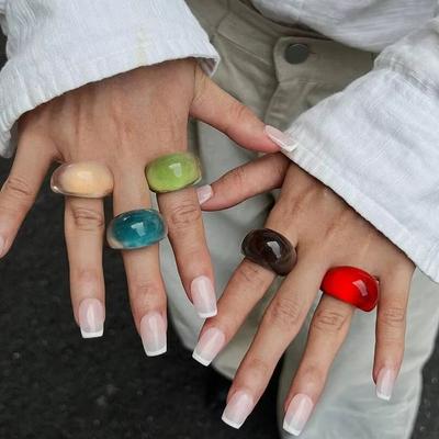 Ingemark 5 Colors Kpop Boho Resin Acrylic Geometric Finger Rings for Women New Fashion Simple Knuckle Ring Aesthetic Y2K Jewelry