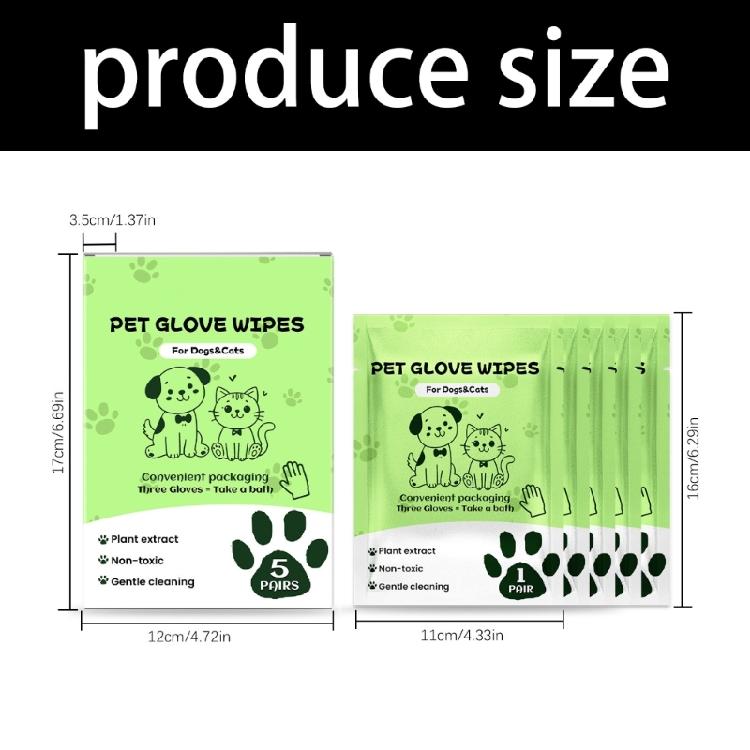 Pet Cleaning Gloves Tear Resistant Nonwoven Fabric Gentle Formula Eliminates Odor Dog Cats Bath Wipes For Home Travel