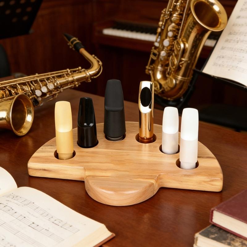 Elegantní dřevěný stojánek na náustek pro saxofon Organizéry na náustky pro saxofon a klarinet Pro hudebníky a obchody