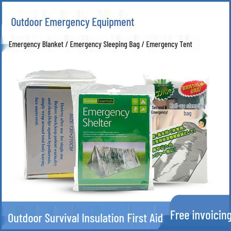 Emergency Thermal Blanket & Survival Tent - Cold Protection, Warmth, Sun Protection, First Aid, Portable & Compressed for Outdoor Use Emergency Blanket 130x210cm Silver
