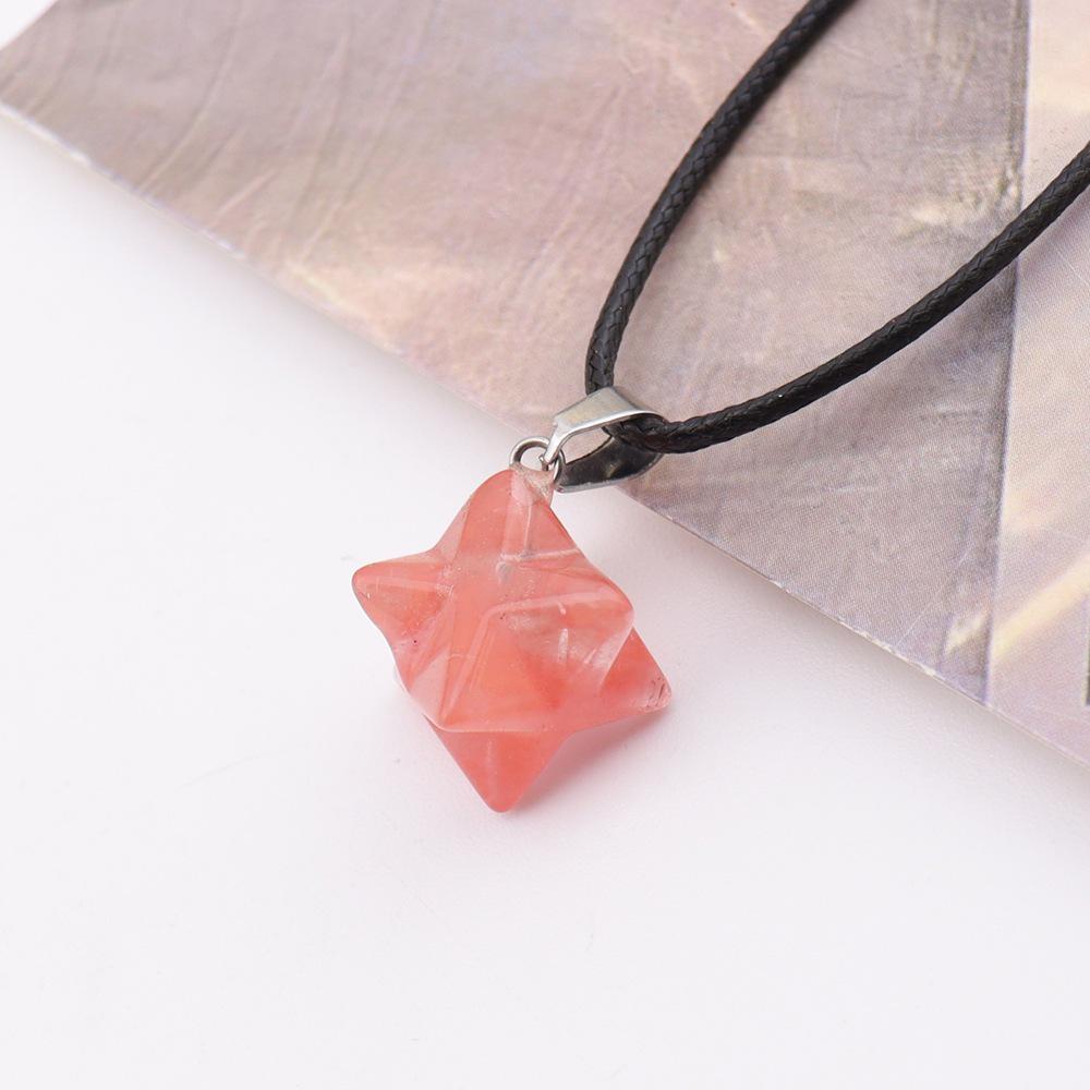 Large Agate Crystal Pendant: 24mm Kabbalah Star with Amethyst & Rose Quartz Hexagram Necklace.