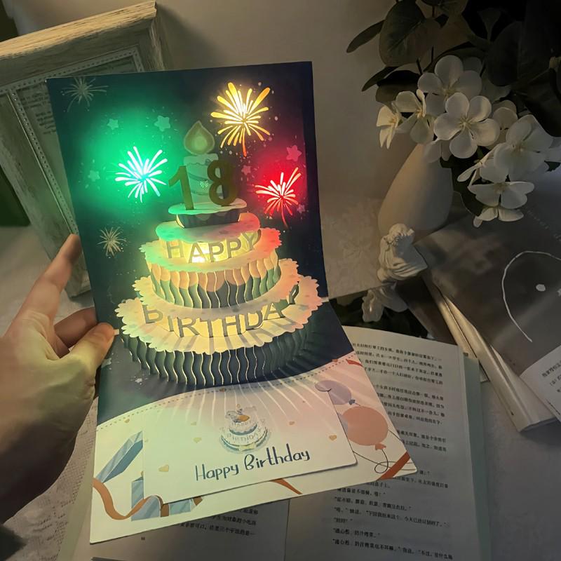 3D Custom Music Birthday Card with Recording, Handmade Gift Message "Add Oil"