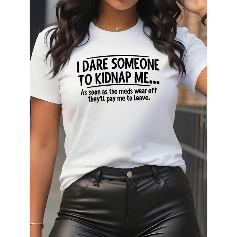 

Европейские размеры Женская футболка в стиле Y2K с юмористическим принтом Я вызываю кого-нибудь похитить меня - Идеально для вечеринок и повседневной носки S белый