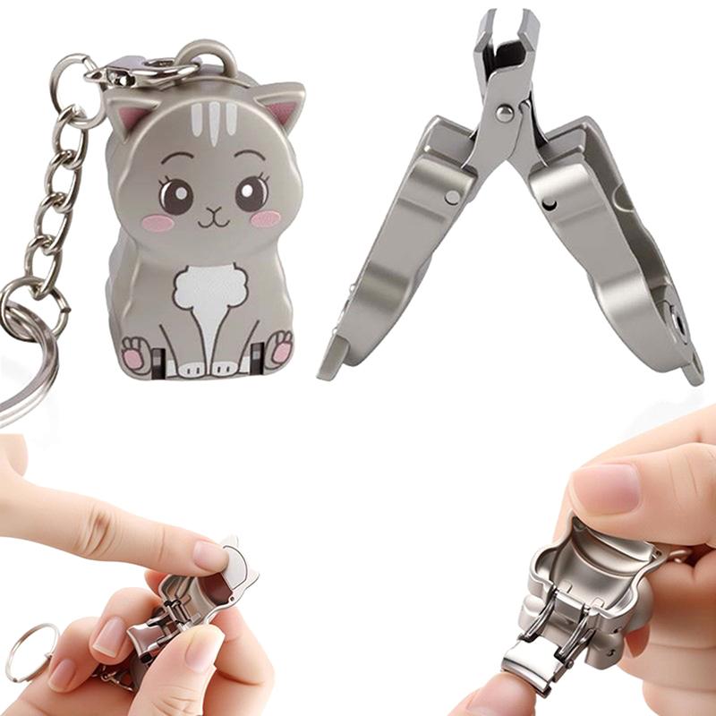 1 Pcs Exquisite Kitten Puppy Shape Keychain Foldable Nail Clipper Stainless Steel Rotary Toenail & Fingernail Manicure Trimmer