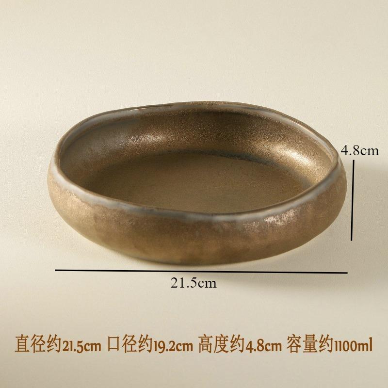 Coarse Pottery Dinner Plate Ceramic Steak Plate Pasta Dish Sushi Plates Dessert Bowl Fruit Plates Salad Bowl Snack Bowls Tray
