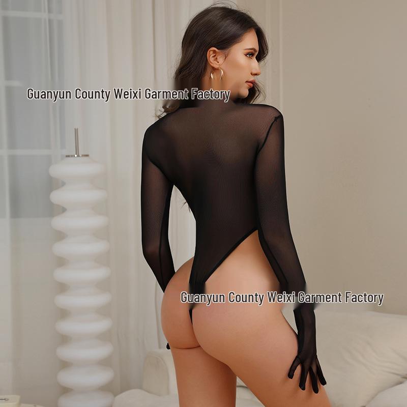 Body a Rete Trasparente Transfrontaliero - Lingerie Sexy con Cavallo Aperto Tentazione per Donna