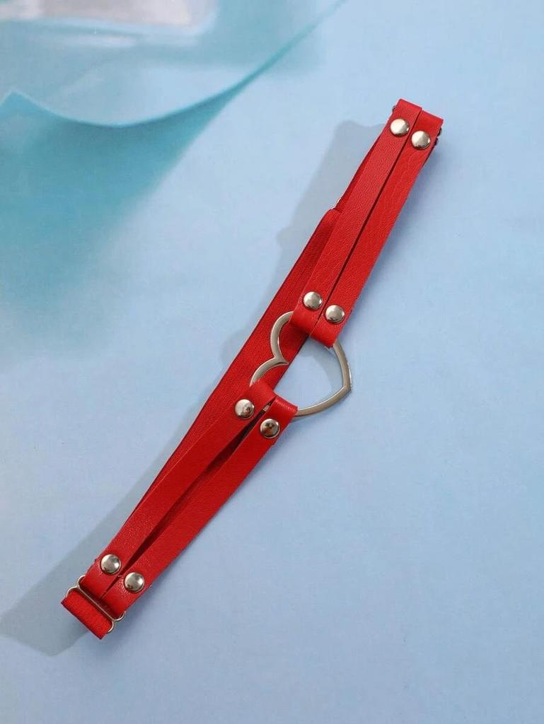 Punk Metal Tassel Pendant Pink PU Leather Choker Collar Sexy Spiked Neck Strap Clavicle Men Necklaces for Women Gothic Jewelry