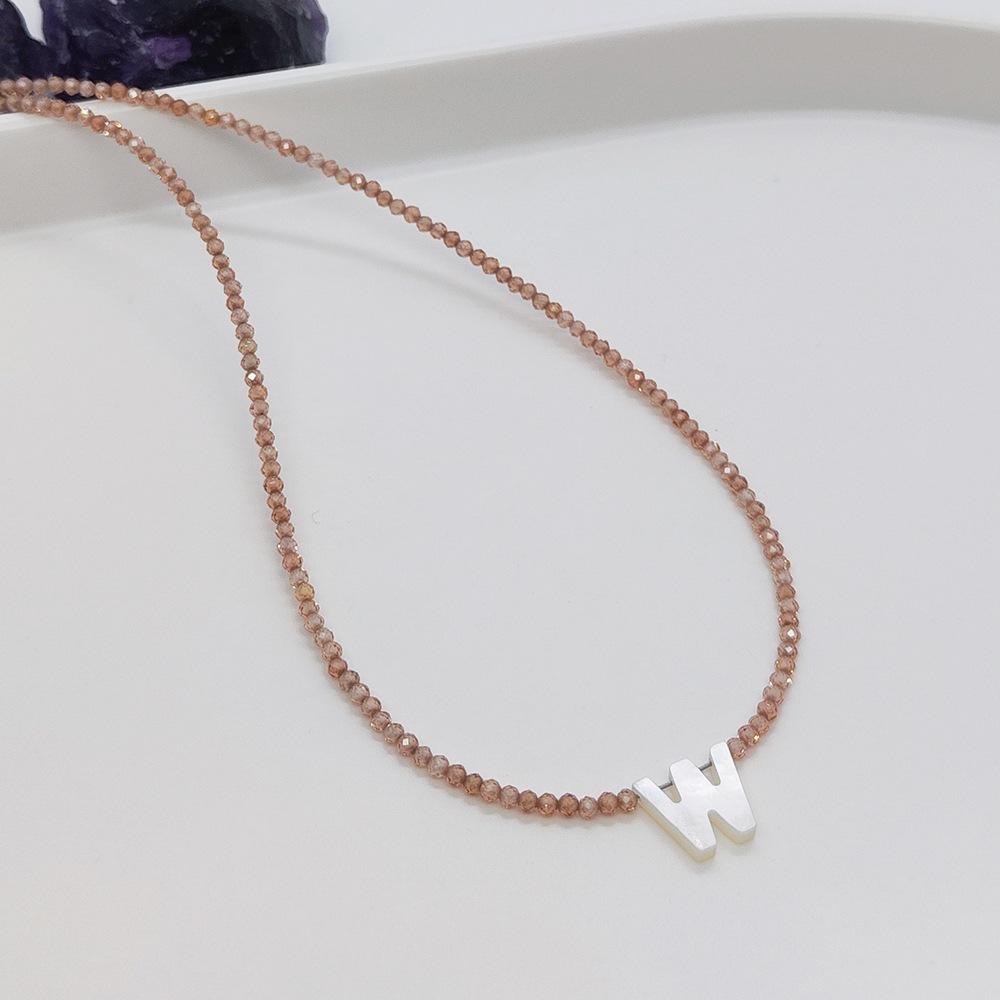 Elegant 2m Zircon Beaded Clavicle Chain: 26-Letter Deep Sea Shell Necklace for Women.