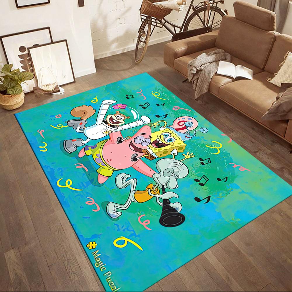 Spongebob's Colorful Friends Square Rugs Are a Great Choice for Living Rooms, Bedrooms, Home Décor, and As Gifts.