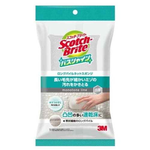 3M Scotch-Brite Bath Shine Long Pile Net Sponge, Gray, B-53K, 7100278387