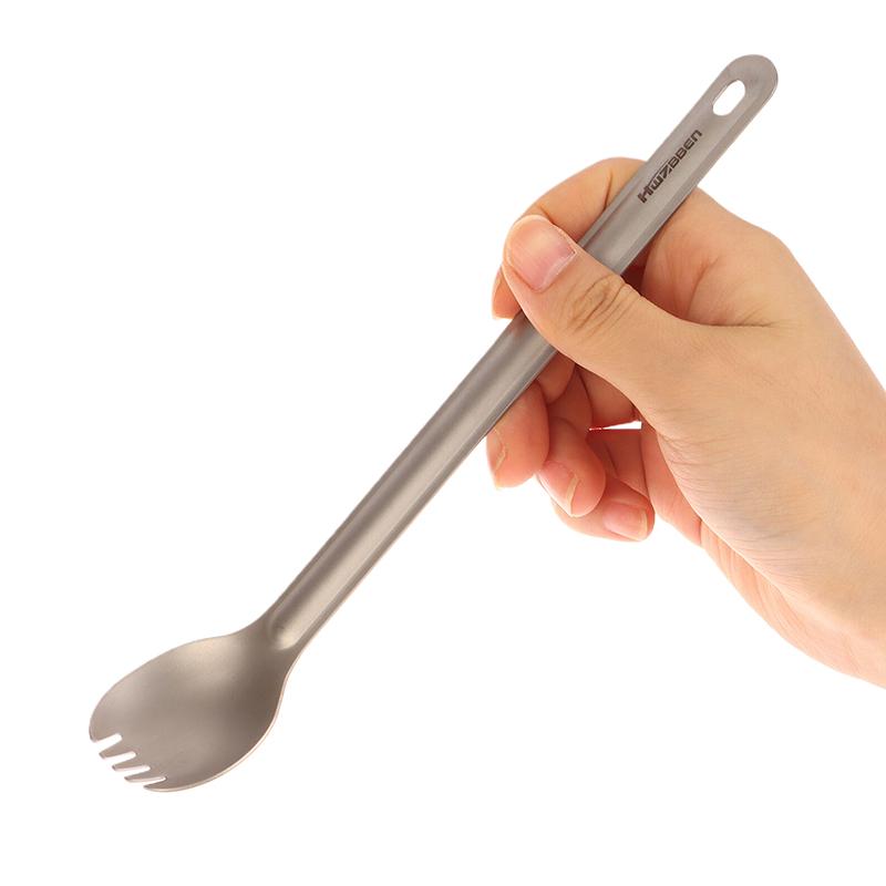 Cuillère à long manche pour le camping Acier inoxydable léger Résistance à la corrosion Spork/cuillère Portable Pique-nique Camping Vaisselle pour le dîner