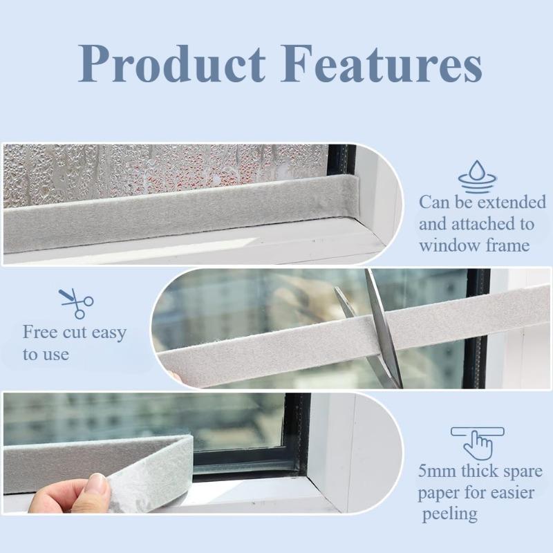 

1pc Fabric Anti-Condensation Strip Tape, Moisture Absorbing Seal, 1.18inch x 78.74inch, for Windows 2mm&30mm&20M серый