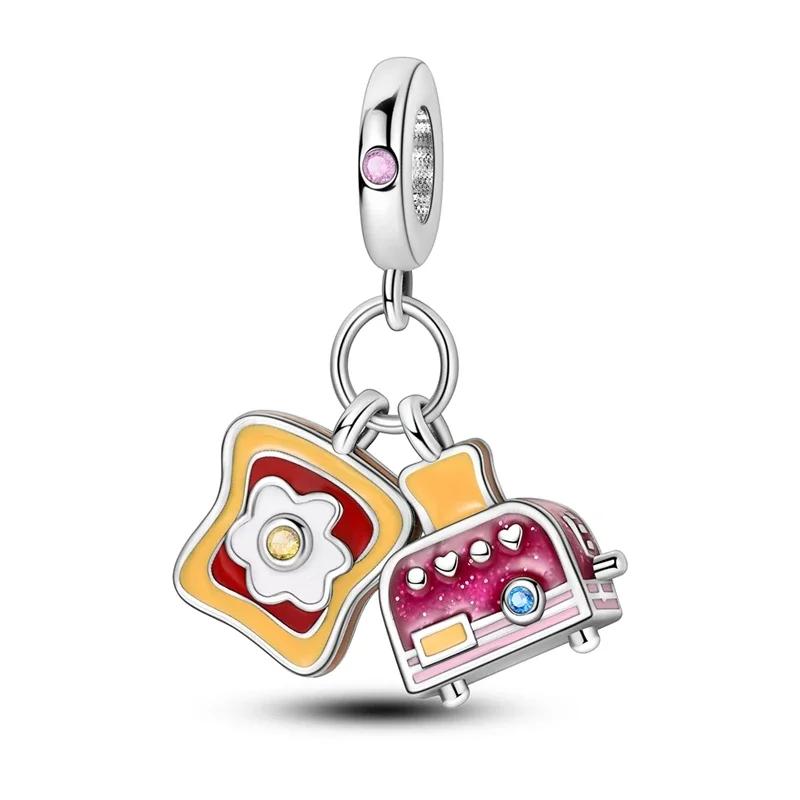 Copper Summer Style Charms Bead Colorful Firefly Love Heart Pendant Fit Original Charm Bracelet Diy Jewelry