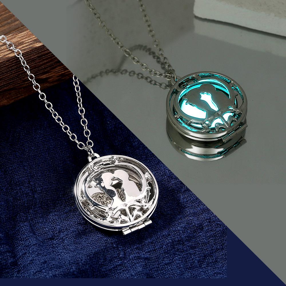 

Vintage Rhinestone Glow-in-the-Dark Locket Necklace for Women