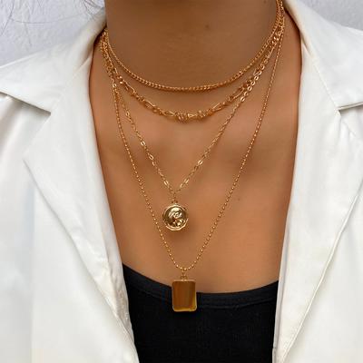 Retro Multi-layer Necklace Coin Pendant Portrait Sequin Pendant Necklace Fashion Single Product Accessories